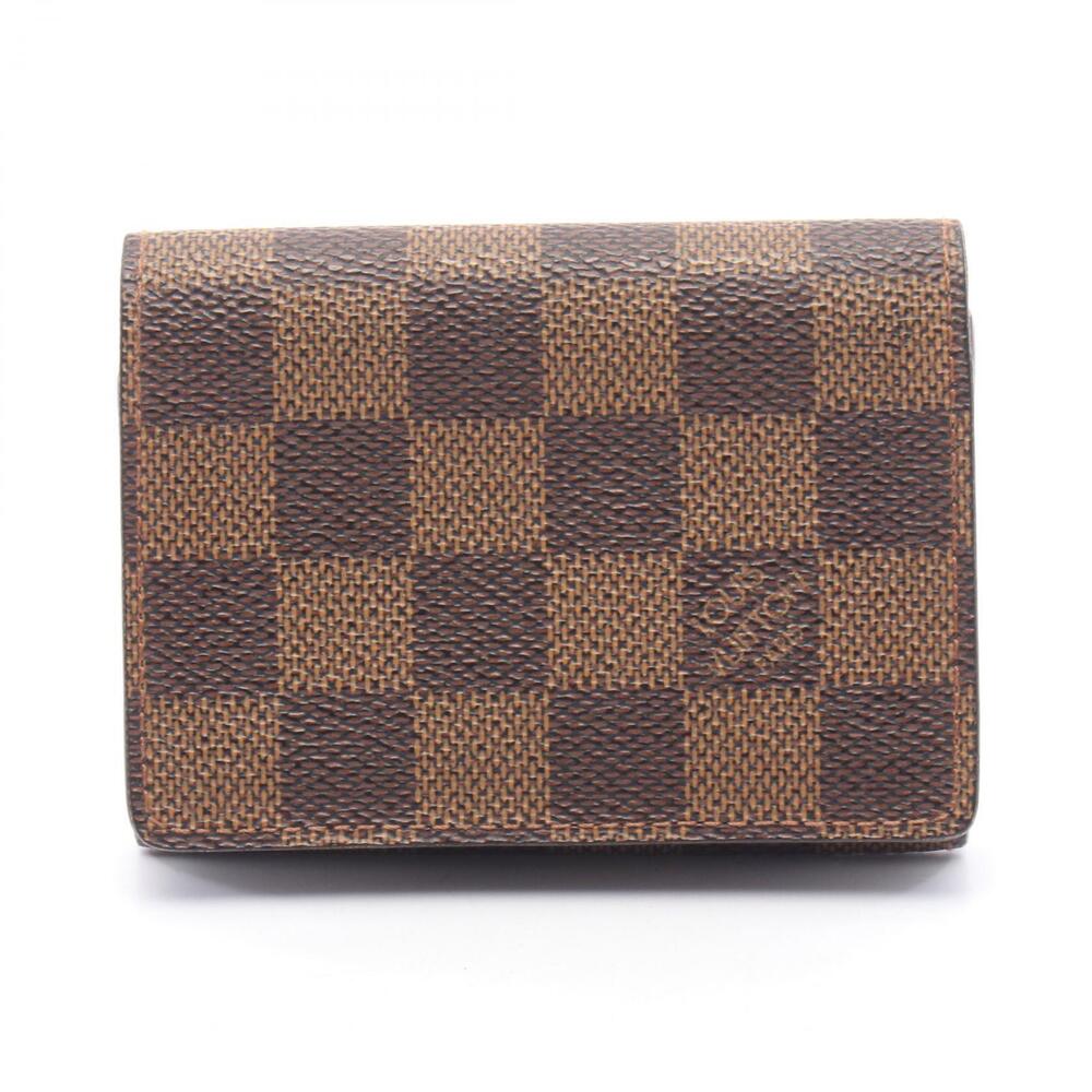 Louis Vuitton Envelope Carte De Visite Damier Canvas Leather Ebene Brown